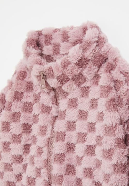 Pop Candy - Checker board fleece jacket-purple