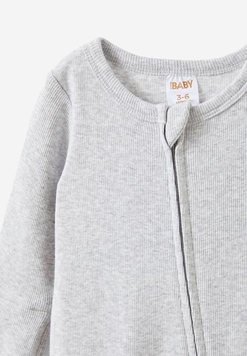 Cotton On - The long sleeve rib romper - cloud marle