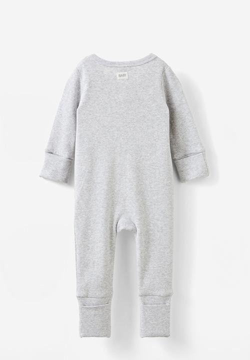 Cotton On - The long sleeve rib romper - cloud marle