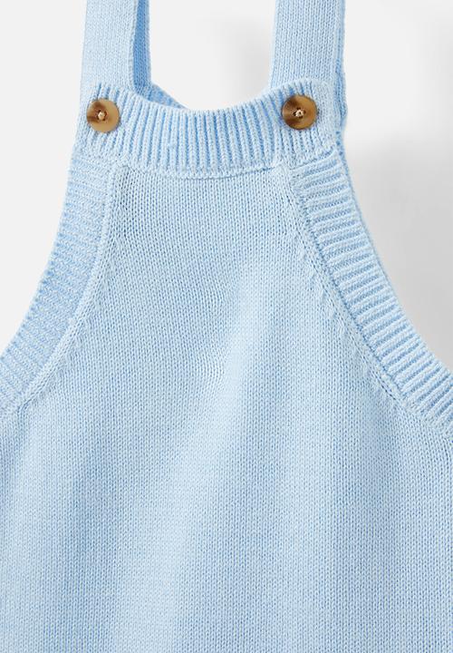 Cotton On - Organic knit dungaree - white water blue