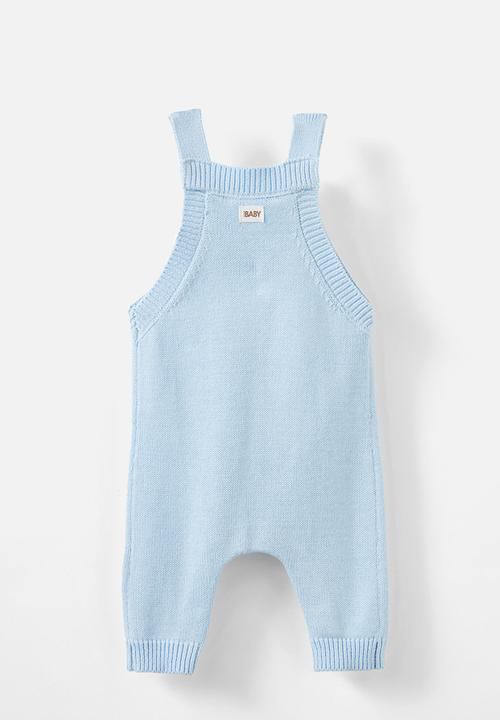 Cotton On - Organic knit dungaree - white water blue