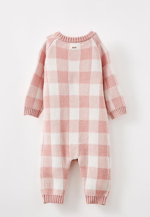 Cotton On - Organic knit long sleeve romper - zephyr/buffalo check