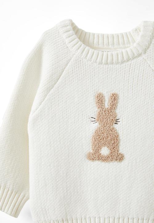 Cotton On - Organic raglan knit sweater - milk/bunny