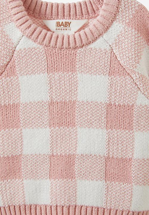 Cotton On - Organic raglan knit sweater - zephyr/buffalo check