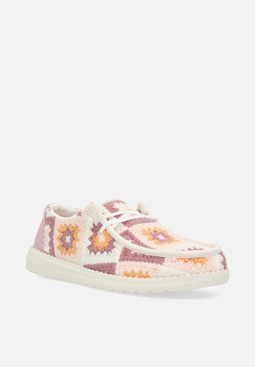 Hey Dude - Wendy Cottage Crochet Slip on - Petal Pink/Multi