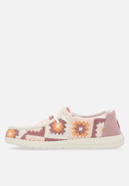 Hey Dude - Wendy Cottage Crochet Slip on - Petal Pink/Multi