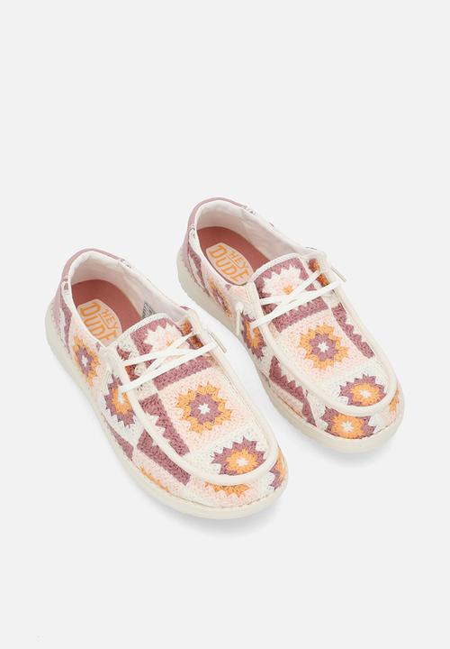Hey Dude - Wendy Cottage Crochet Slip on - Petal Pink/Multi