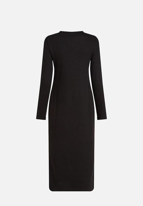 Calvin Klein - Textured rib loose v-neck dress - ck black