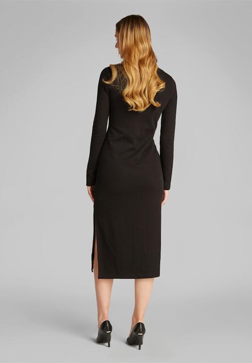 Calvin Klein - Textured rib loose v-neck dress - ck black