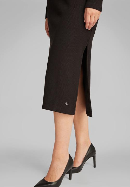 Calvin Klein - Textured rib loose v-neck dress - ck black