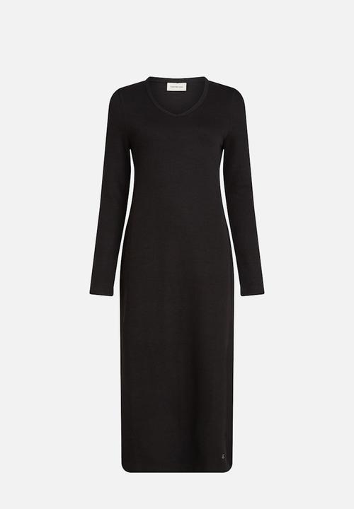 Calvin Klein - Textured rib loose v-neck dress - ck black