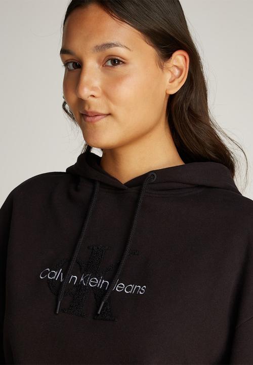 Calvin Klein - Chenille monologo hoodie - ck black