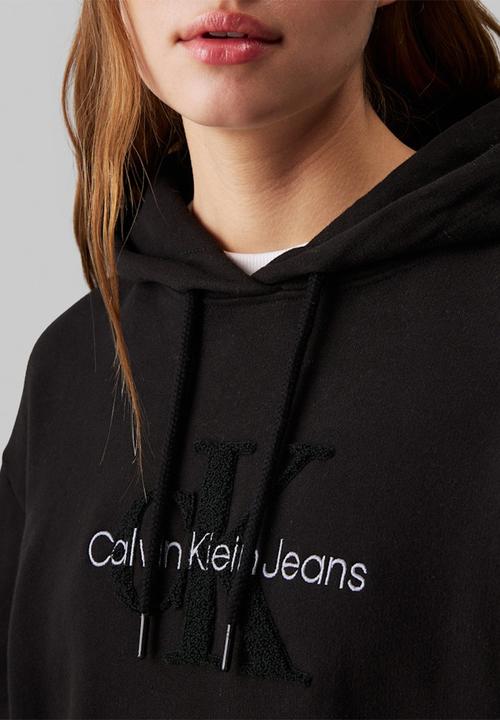 Calvin Klein - Chenille monologo hoodie dress - ck black