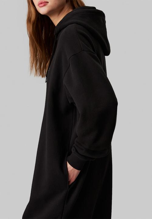 Calvin Klein - Chenille monologo hoodie dress - ck black