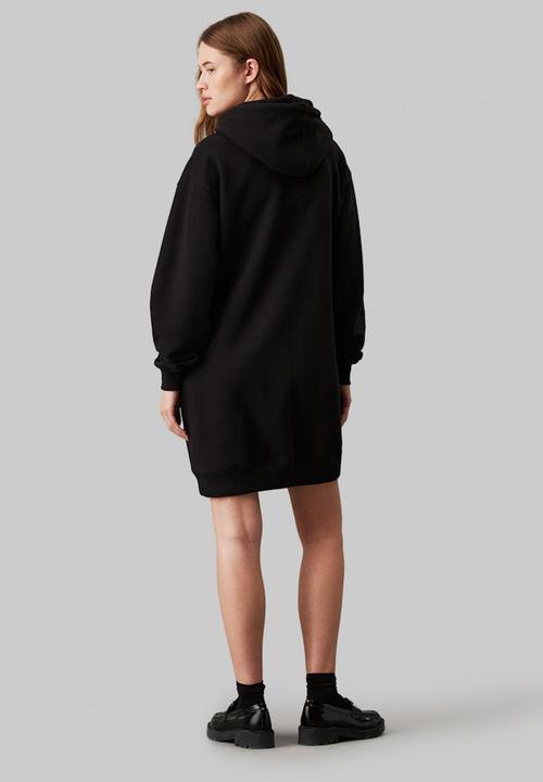 Calvin Klein - Chenille monologo hoodie dress - ck black