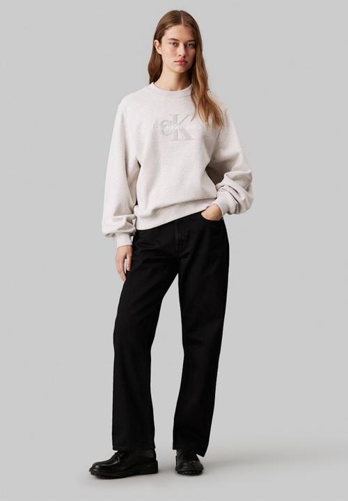Calvin Klein - Chenille monologo crewneck - ivory grey heather