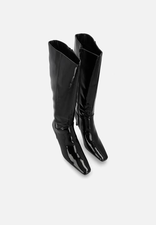 Public Desire - Pose  boot - black crinkle patent