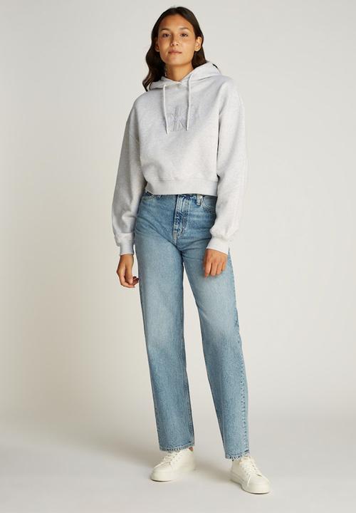 Calvin Klein - Chenille monologo hoodie - ivory grey heather