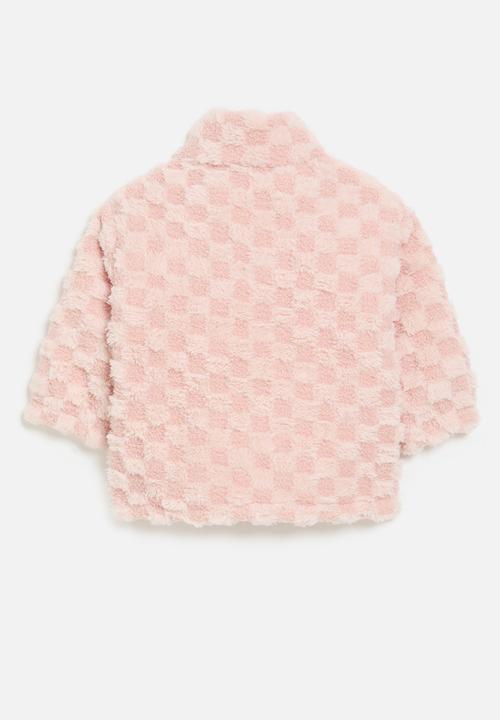 Pop Candy - Checker board fleece jacket-pink