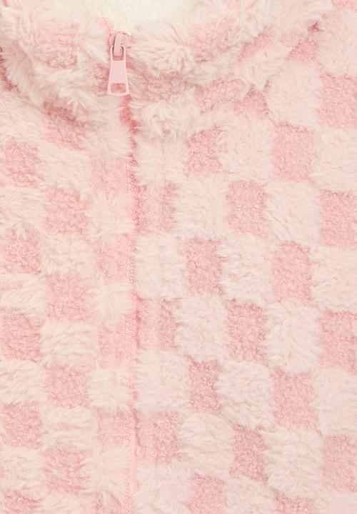 Pop Candy - Checker board fleece jacket-pink