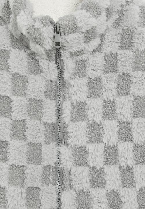 Pop Candy - Checker board fleece jacket - grey