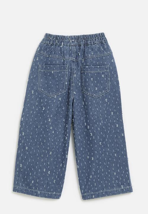 Pop Candy - Cropped wide leg jeans-blue
