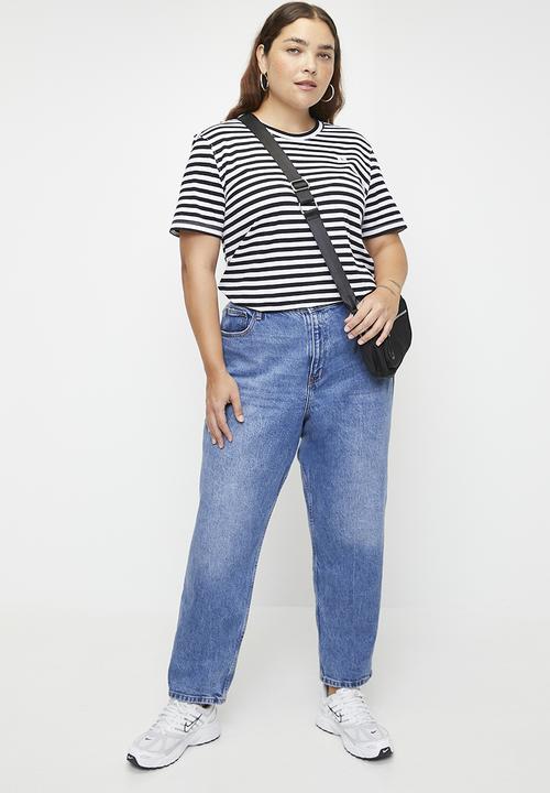 Calvin Klein - Plus Ck Embro Badge Regular Tee - Ck Black / Bright White Stripe