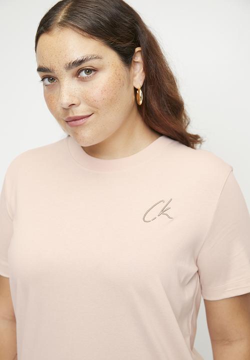 Calvin Klein - Plus Embroidered Ck Regular Tee - Peach Whip