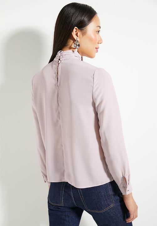 Trendyol - High collar woven blouse - stone 