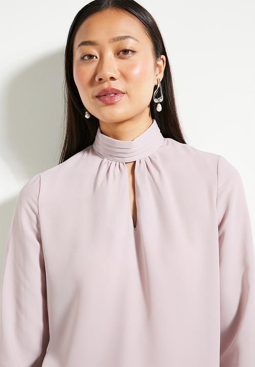 Trendyol - High collar woven blouse - stone 