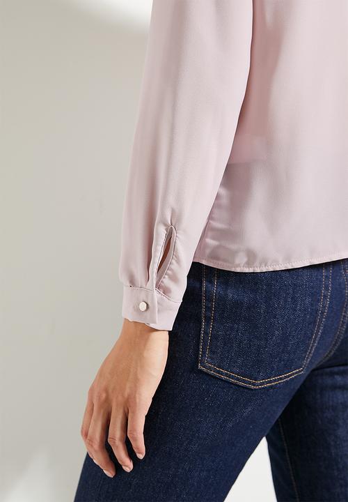 Trendyol - High collar woven blouse - stone 