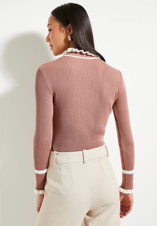 Trendyol - Dusty Rose Color Block Knitwear Sweater