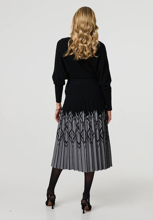 Stella Morgan - Chevron Knit Skirt - Multi Black