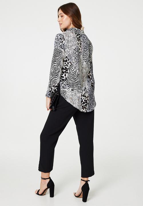 Stella Morgan - Animal Printed Satin Shirt - Multi White