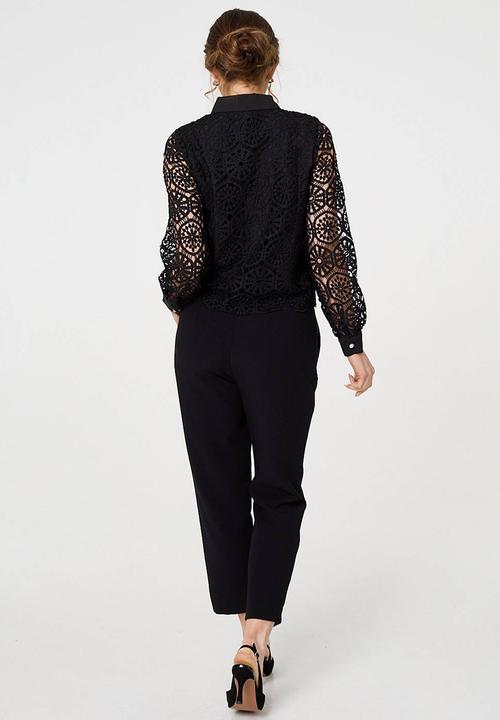 Stella Morgan - Long sleeve Lace Shirt - Black
