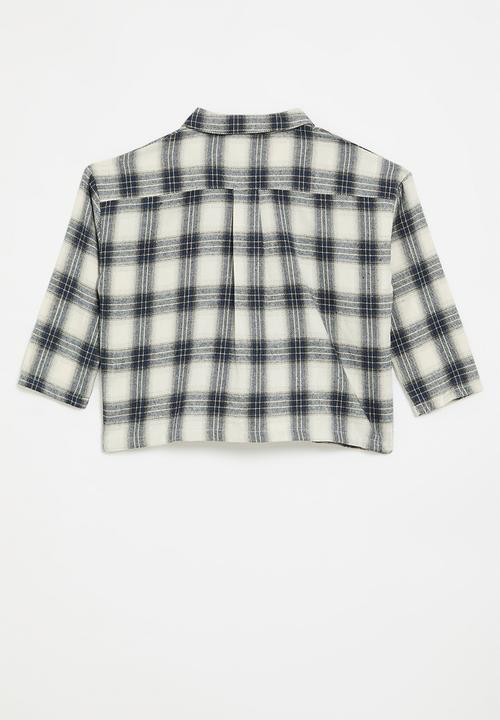 Pop Candy - Black tartan shirt - off white