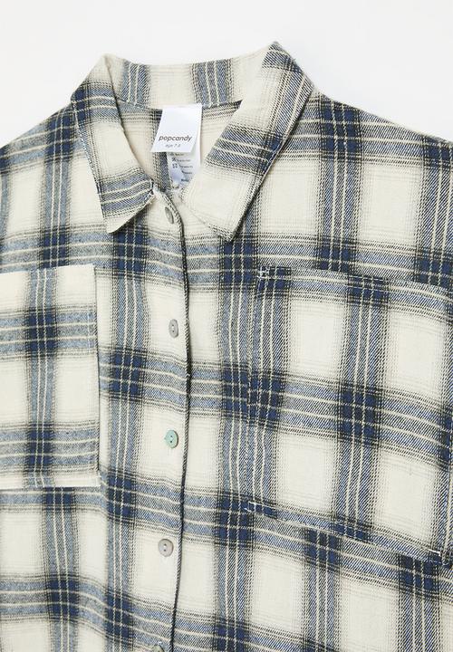 Pop Candy - Black tartan shirt - off white