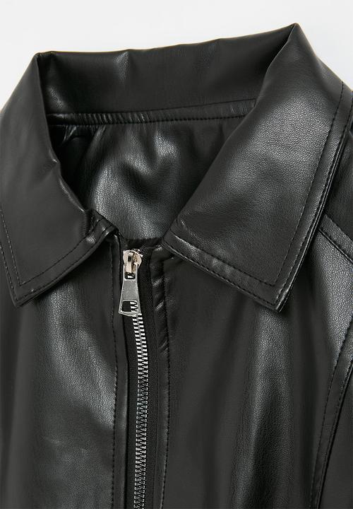 Pop Candy - Cropped faux leather jacket-black