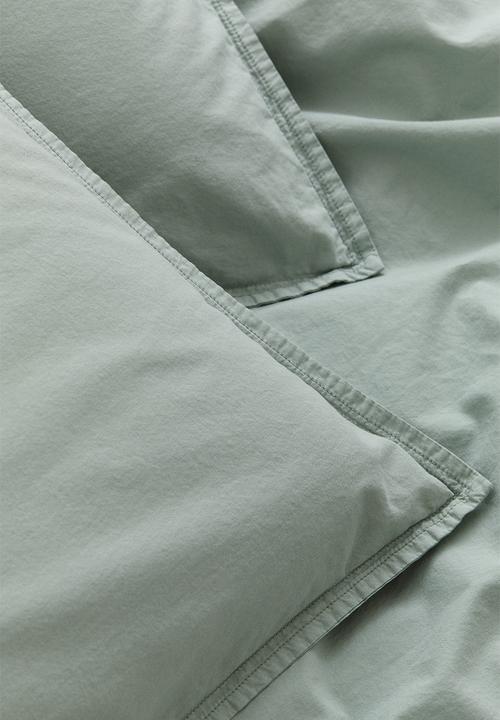H&M - Washed cotton double/king duvet cover set - green