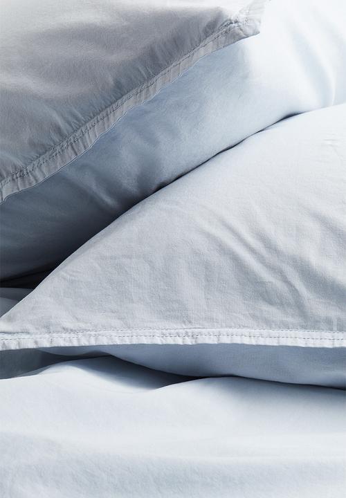 H&M - Washed cotton double/king duvet cover set - blue