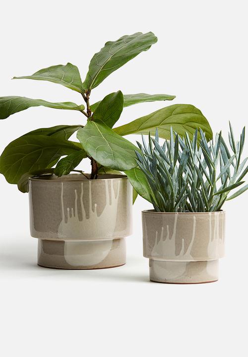 H&M - Terracotta plant pot - white