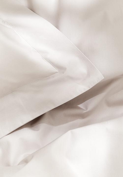 H&M - Double/king cotton percale duvet cover set - beige & grey