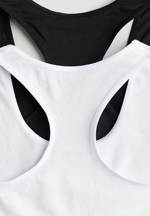 H&M - 2 pack seamless tops - white & black