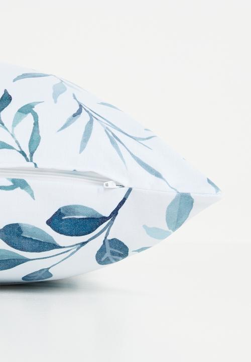 Sixth Floor - Winter Leaves Cushion Cover - Blue