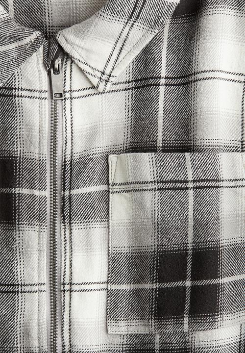 H&M - Cotton flannel overshirt - grey & white