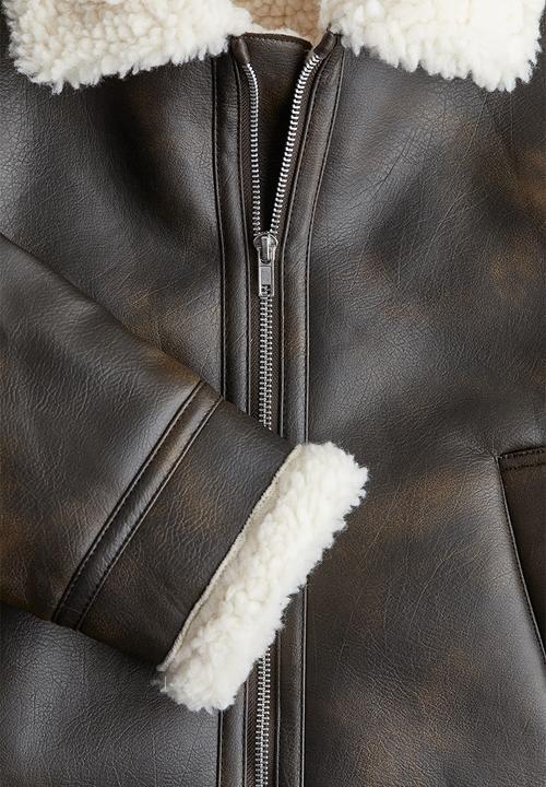 H&M - Pile-detail jacket - dark brown
