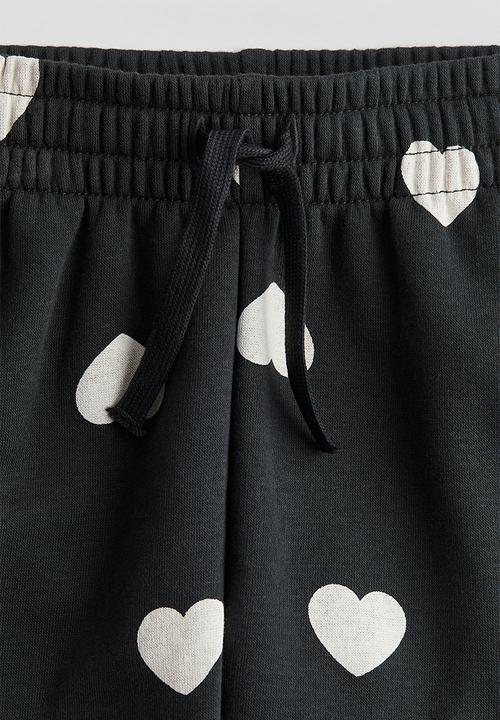 H&M - Brushed-inside joggers - dark grey/hearts