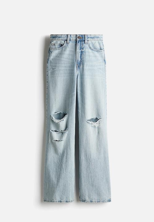 H&M - Wide ultra high jeans - light denim blue