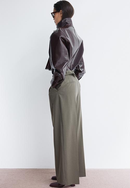 H&M - Wide belted trousers - khaki green