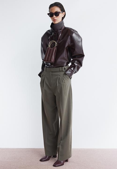 H&M - Wide belted trousers - khaki green